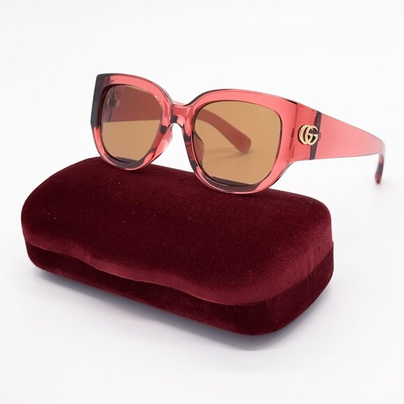 NEW GUCCI SUNGLASSES WOMEN RED ROUND GUCCI GG1599SA 003 - Picture 1 of 10